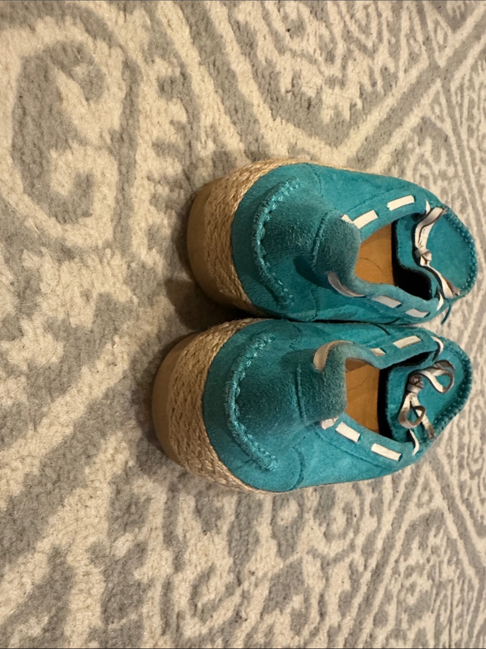 Franco Sarto Teal Suede Moccasin Loafers with White Trim - Picture 5 of 6